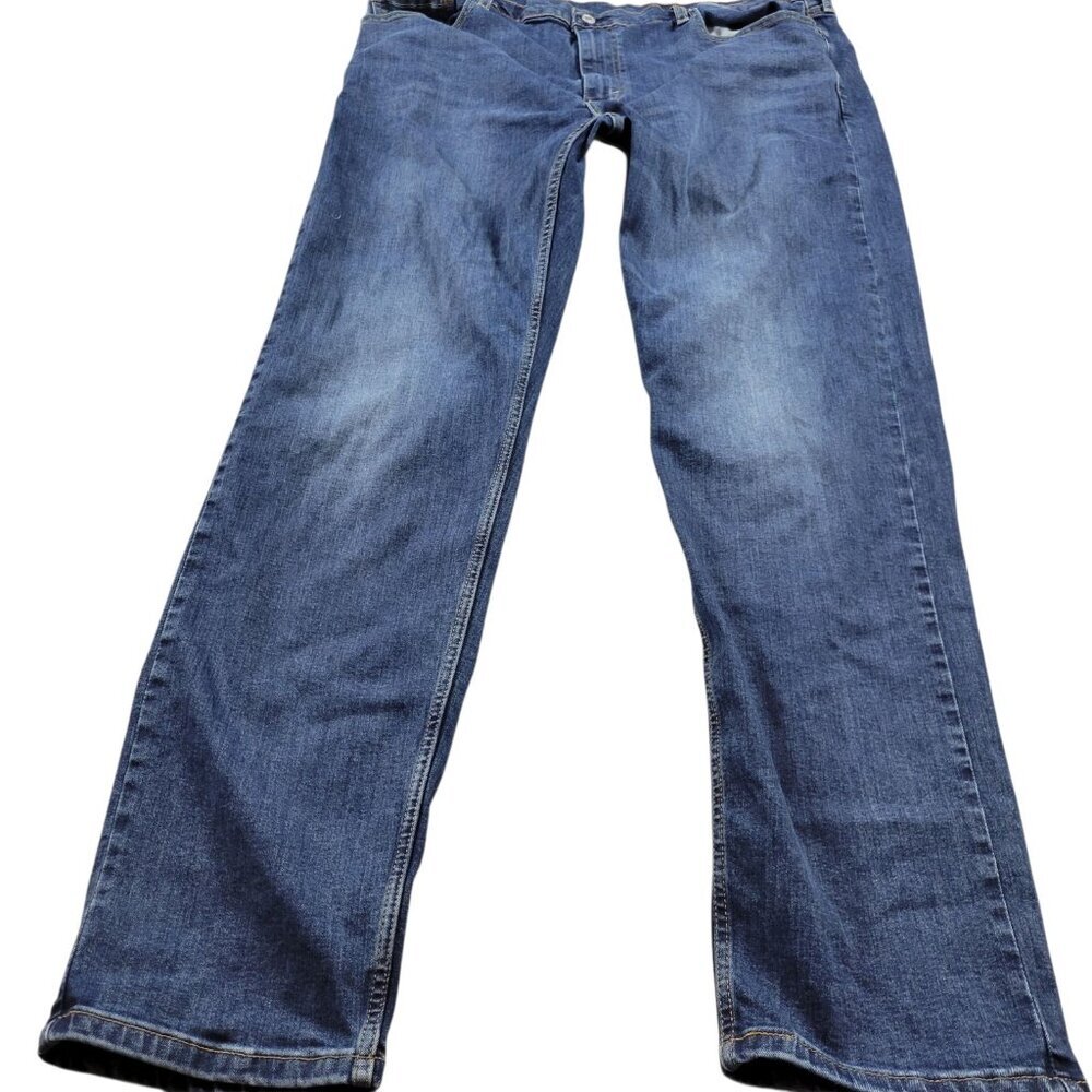 Levis 502 Jeans Mens 42x34.5 Tag 42x36 Blue Tapered Dark Wash Denim